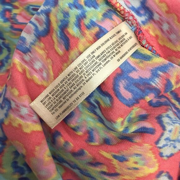 Anthropologie Eloise Lounge PJ Set Medium Satin Floral Flowy Boho Artsy - Picture 13 of 14